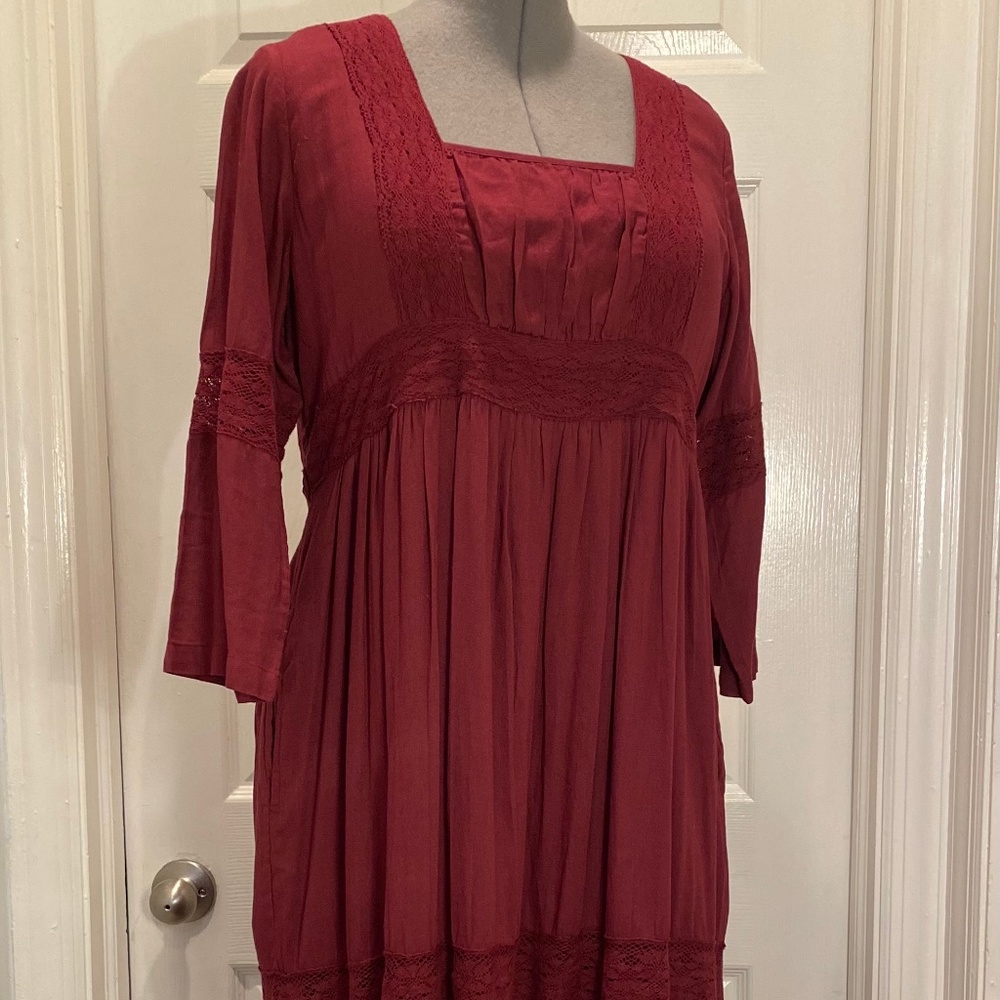April Cornell Red Cotton Dress, Size Medium